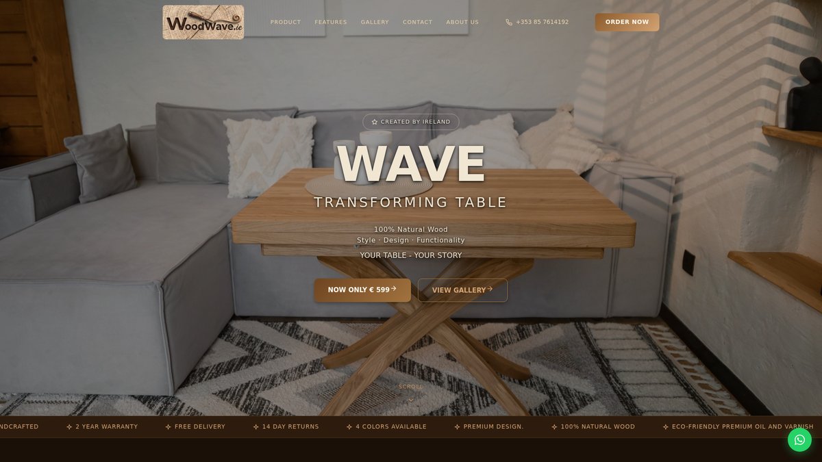 WoodWave — 3-in-1 Transforming Table